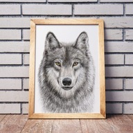 PLAKAT ozdobny A3 WILK las zwierzęta leśne Montessori do pokoju dziecięcego