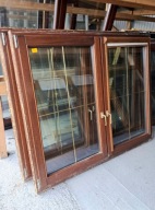 OKNA Mahoniowe Drewniane Dwuskrzydłowe Szprosy 176x145cm 4 sztuki