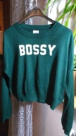 SWETER DAMSKI ZIELONY Z NAPISEM BOSSY R M