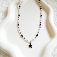 Naszyjnik z koralików naturalnych Agat Granat i szklanych OlczykJewellery