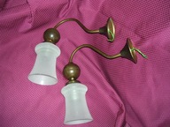 kinkiety 2 szt z mosiądzu z białymi kloszami