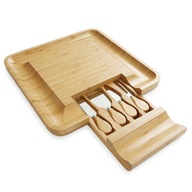 BAMBUSOWA DESKA DO SERWOWANIA SERÓW I WĘDLIN Z NOŻAMI + W GRATISIE NOŻE