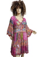 BOHO sukienka swobodna falbany chwosty 38/40/42