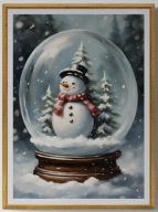 A2 PLAKAT OBRAZ PLAKAT KULA ŚNIEŻNA Z BAŁWANKIEM BAŁWAN ZIMA ŚNIEG