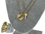 NASZYJNIKI ZŁOTE DLA PAR SERCE KLUCZYK STAL CHIRURGICZNA
