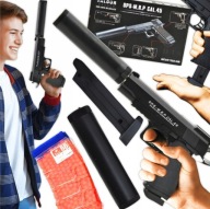 PISTOLET STPĘŻYNOWY METALOWY NA KULKI Z TŁUMIKIEM GRATIS 800 KULEK REPLIKA