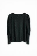 Czarna ażurowa bluzka z haftem angielskim Vero Moda S boho puff sleeves