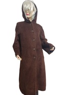 bardzo ciepły płaszcz wełniany na futerku z kapturem na zimę 38/40