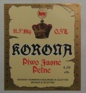 ETYKIETA PIWO JASNE PEŁNE KORONA BWM OLSZTYN BROWAR SZCZYTNO