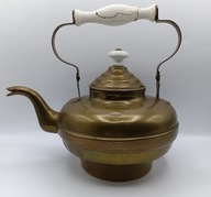 Duży vintage - czajnik - miedz i porcelana - pojemność 2,2 L - bardzo stary
