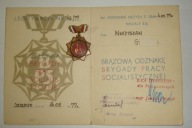 Odznaka Brygady Pracy Socjalistycznej - klasa brązowa + legitymacja 1977 r.