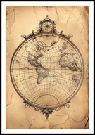 A2 PLAKAT RYSUNEK SZKIC VINTAGE RETRO DAWNY GLOBUS STARA MAPA