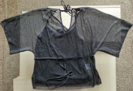 Bluzka czarna M z paskiem i koszulką w komplecie wiązana na szyi