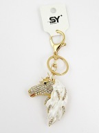 Nowy brelok do torebki kluczy zawieszka metal jednorożec biały cyrkonie