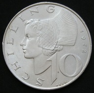 Austria 10 schilling 1972 - niewiasta w czepku - srebro
