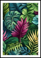 A2 PLAKAT DO SALONU SYPIALNI ŁAZIENKI ZIELONE LIŚCIE MONSTERY PALMY NR3