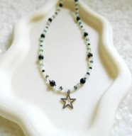 Naszyjnik z kamieni naturalnych Agat biały i zielony OlczykJewellery