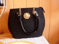 CZARNA TOREBKA TKANINA