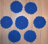 Serwetki, podkładki - 1x duża i 6x mała - szydełko