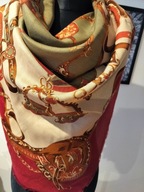 Efektowna chusta apaszka chustka khaki bordo d116 okazała dystyngowana