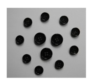 NATURALNY RÓG BAWOLI, CZARNY śr.20 i15mm.Marynarka, Żakiet, kpl. 12 szt