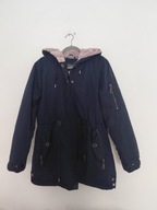 Granatowa damska kurtka parka z futrzaną różową podszewką 46