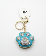 Brelok do torebki kluczy metalowa psia łapka niebieska cyrkonie łapa nowy