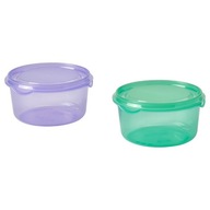IKEA PRUTA Pojemnik na przekąski z pokrywką liliowy/zielony, 0.3 l 2 sztuki