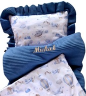 KOCYK pościel DO WÓZKA 50x75cm wafel HAFT imię METRYCZKA+PODUSZKA wyprawka