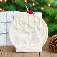 Świąteczna Świeca DEKORACYJNA Kula Śnieżna Renifer SOJOWA Prezent UPOMINEK