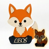 Lampka Nocna LED z Imieniem Dziecka – LISEK | Drewniana | Personalizacja