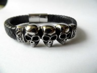 12MM BRANSOLETKA MOTOCYKLOWA CZACHY STAL ,SKORA PU