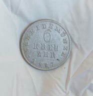 HESJA DARMSTADT - 6 KREUZER KRAJCARÓW 1827 - LUDWIK I