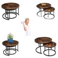 OKRĄGŁY STOLIK SKŁADANY ROZKŁADANY CZARNY MAŁY DREWNIANY LOFTOWY LOFT