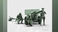 Żywica figurki rosyjskich żołnierzy z działem ZIS-3 1/16