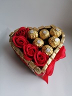 Box Serce Ferrero Rocher + róże prezent Walentynki rocznica Dzień Kobiet