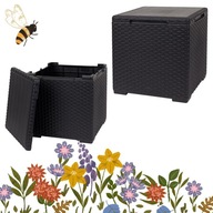 Stół pufa Stolik ogrodowy tarasowy kwadratowy Pojemnik segregacja 37 x 37