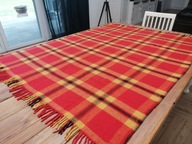 WEŁNIANY CIEPŁY KOC PLED KAPA NARZUTA KRATA FRĘDZLE 130 x 175