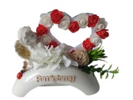 Stroiki Na Cmentarz – Anioł Z Sercem Róże Biel - Czerwień