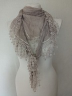 Zwiewna 100% jedwabna chusta apaszka beżowa r 165x65