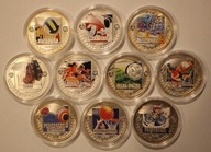 LETNIE DYSCYPLINY SPORTOWE 10 SZT + 20 CERT - SREBRO 100 GRAM, PR 925, ETUI