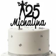 topper na tort urodziny personalizacja wiek imię DZIEWCZYNA hantle kolory