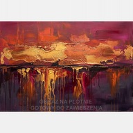 Abstrakcja farba olejna czerwony zacieki obraz na płótnie 58x85 nasycenie