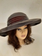 WEŁNIANY KAPELUSZ Z ANGLII ORYGINALNY Z KOKARDĄ