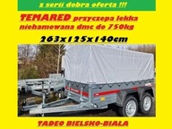 PRZYCZEPA TEMARED PRO 2612/2 lekka 263x125x150 stelaż plandeka 2 osie 750kg
