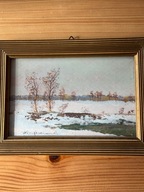 Pejzaż zimowy - Andrzej Malinowski (1885-1932 )olej na kartonie