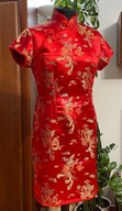 1 Sukienka typ orientalny czerwień połysk smoki L
