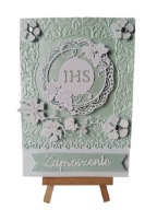 ZAPROSZENIA KOMUNIA CHŁOPIEC IHS Z WINOGRONEM W OKRĘGU – B6 – MORSKI