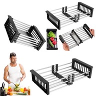 SUSZARKA DO WARZYW MAŁA STOJĄCA CZARNA METALOWA OCIEKACZ 43 cm X 22cm X 9