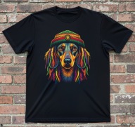 Koszulka jamnik reggae, t-shirt z jamnikiem reggae Rozmiary w opisie
